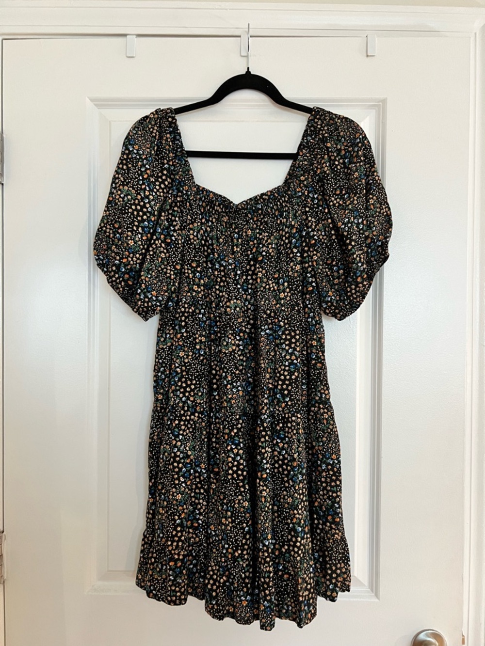 Wild Fable Black Floral Puff-Sleeve Summer Dress